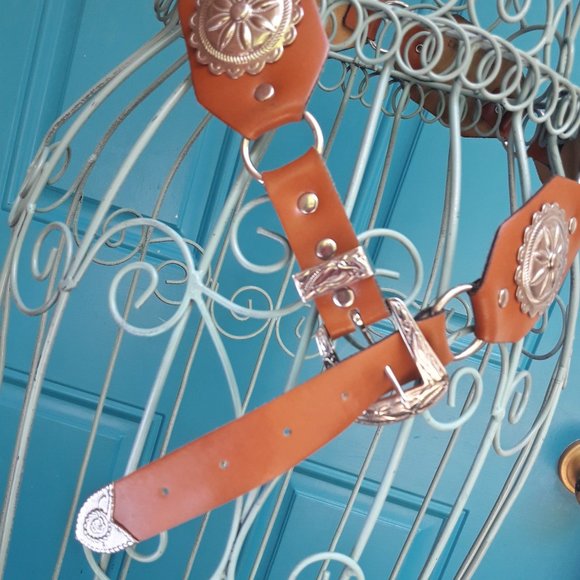 Vintage Conch Belt Genuine Leather Metal Studded Belt Western Country Cowgirl main image 12